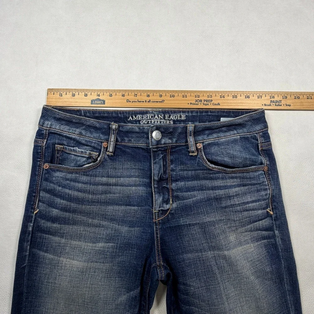 American Eagle Skinny Kick Jeans Womens 12 X-Long Dark Wash Super Stretch Denim - Picture 4 of 10